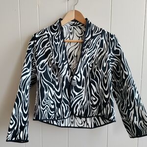 Vtg Reversible Swirls Tapestry Blazer Jacket Size S/M